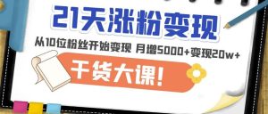 21天精准涨粉变现干货大课:从10位粉丝开始变现月增5000+变现20w+-稀缺资源库