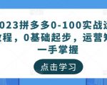 2023拼多多0-100实战运营教程,0基础起步,运营知识一手掌握-稀缺资源库