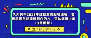 久久疯牛2023年纯自然流起号课程，老杨是把自然流玩明白的人，可以闭眼上车（3月更新）-稀缺资源库