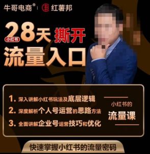 牛哥电商红薯邦28天撕开小红书流量入口,小红书运营系列课,快速掌握小红书的流量密码-稀缺资源库