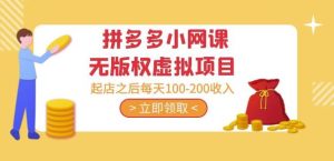 黄岛主·拼多多小网课无版权虚拟项目分享课：起店之后每天100-200收入-稀缺资源库