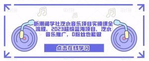听潮阁学社汽水音乐项目实操课全流程，2023超级蓝海项目，汽水音乐推广，0粉丝也能做-稀缺资源库