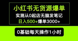 小红书无货源爆单实测从0起店无脑发笔记爆单3000+长期项目可多店-稀缺资源库