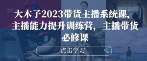 大木子2023带货主播系统课,主播能力提升训练营,主播带货必修课-稀缺资源库