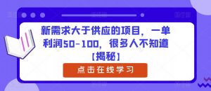 新需求大于供应的项目，一单利润50-100，很多人不知道【揭秘】-稀缺资源库