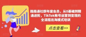 路路通社群年度会员，从0基础到精通进阶，TikTok账号运营到变现的全流程出海模式培训-稀缺资源库