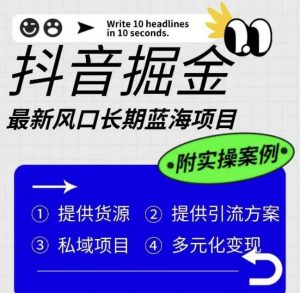 抖音掘金最新风口，长期蓝海项目，日入无上限（附实操案例）【揭秘】-稀缺资源库