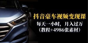 抖音豪车视频变现分享课：每天一小时，月入过万（教程+4986张素材）-稀缺资源库