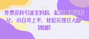 免费资料引流宝妈粉,私域高利润转化,小白可上手,轻松实现日入600+【揭秘】-稀缺资源库