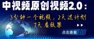 中视频原创视频2.0：3分钟一个视频，2天过计划，7天看效果【揭秘】-稀缺资源库