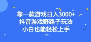 靠一款游戏日入3000+,抖音游戏野路子玩法,小白也能轻松上手【揭秘】-稀缺资源库