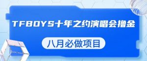最新蓝海项目,靠最近非常火的TFBOYS十年之约演唱会流量掘金,八月必做的项目【揭秘】-稀缺资源库