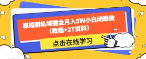 靠短剧私域掘金月入5W小白闭眼做（教程+2T资料）-稀缺资源库