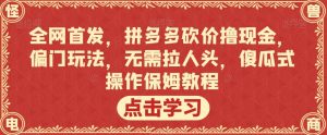全网首发，拼多多砍价撸现金，偏门玩法，无需拉人头，傻瓜式操作保姆教程【揭秘】-稀缺资源库