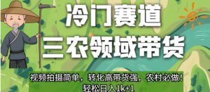 冷门赛道三农领域带货，视频拍摄简单，转化高带货强，农村必做！【揭秘】-稀缺资源库