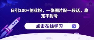 日引200+创业粉,一张图片配一段话,稳定不封号【揭秘】-稀缺资源库