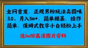 全网首发正规男粉玩法卖圆味3.0，月入5W+，简单粗暴，操作简单，保姆式教学，小白轻松上手-稀缺资源库