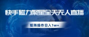 快手磁力聚星全天无人直播,矩阵操作日入1w+【揭秘】-稀缺资源库