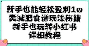 新手也能轻松盈利1w，卖减肥食谱玩法秘籍，新手也玩转小红书详细教程【揭秘】-稀缺资源库