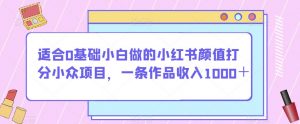 适合0基础小白做的小红书颜值打分小众项目,一条作品收入1000+【揭秘】-稀缺资源库