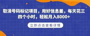 取消号码标记项目，用好信息差，每天花三四个小时，轻松月入8000+【揭秘】-稀缺资源库