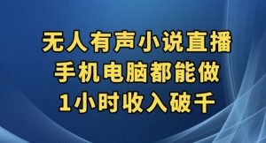 抖音无人有声小说直播，手机电脑都能做，1小时收入破千【揭秘】-稀缺资源库