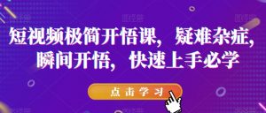 短视频极简开悟课,疑难杂症,瞬间开悟,快速上手必学-稀缺资源库