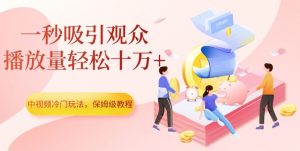 中视频冷门玩法，一秒吸引观众，播放量轻松十万+，保姆级教程【揭秘】-稀缺资源库