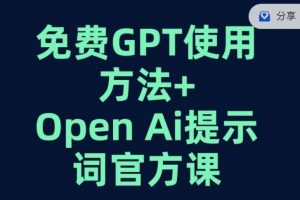 免费GPT+OPEN AI提示词官方课-稀缺资源库