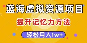 蓝海虚拟资源项目，提升记忆力方法，多种变现方式，轻松月入1w+【揭秘】-稀缺资源库