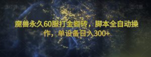 魔兽永久60服打金搬砖，脚本全自动操作，单设备日入300+【揭秘】-稀缺资源库