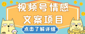 视频号情感文案项目，简单操作，新手小白轻松上手日入200+【揭秘】-稀缺资源库