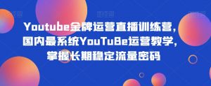 Youtube金牌运营直播训练营,国内最系统YouTuBe运营教学,掌握长期稳定流量密码-稀缺资源库