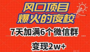 全网首发，爆火的夜校，7天加满6个微信群，变现2w+【揭秘】-稀缺资源库