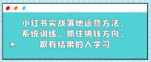 小红书实战落地运营方法，系统训练，抓住搞钱方向，跟有结果的人学习-稀缺资源库