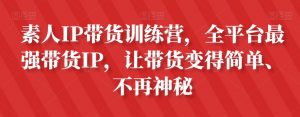 素人IP带货训练营,全平台最强带货IP,让带货变得简单、不再神秘-稀缺资源库