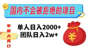 在国内不怕被拒绝的项目,单人日入2000,团队日入20000+【揭秘】-稀缺资源库