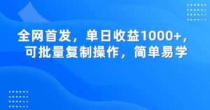 全网首发，单日收益1000+，可批量复制操作，简单易学【揭秘】-稀缺资源库