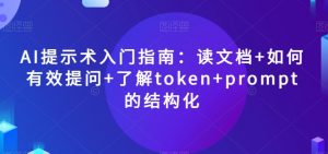 AI提示术入门指南:读文档+如何有效提问+了解token+prompt的结构化【揭秘】-稀缺资源库
