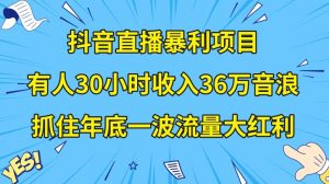 抖音直播暴利项目,有人30小时收入36万音浪,公司宣传片年会视频制作,抓住年底一波流量大红利【揭秘】-稀缺资源库
