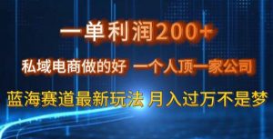 一单利润200私域电商做的好，一个人顶一家公司蓝海赛道最新玩法【揭秘】-稀缺资源库