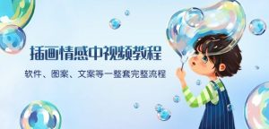 插画情感中视频教程：软件、图案、文案等一整套完整流程，送文案模版、话题标题分类-稀缺资源库