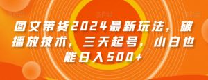 图文带货2024最新玩法，破播放技术，三天起号，小白也能日入500+【揭秘】-稀缺资源库