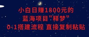 小白能日赚1800元的蓝海项目”释梦”0-1搭建流程可直接复制粘贴长期做【揭秘】-稀缺资源库