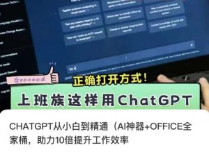 CHATGPT从小白到精通,AI神器+OFFICE全家桶,助力10倍提升工作效率-稀缺资源库