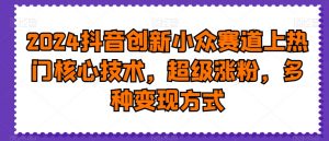 2024抖音创新小众赛道上热门核心技术,超级涨粉,多种变现方式【揭秘】-稀缺资源库