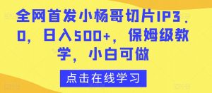 全网首发小杨哥切片IP3.0,日入500+,保姆级教学,小白可做【揭秘】-稀缺资源库