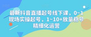 最新抖音直播起号线下课,0~1现场实操起号,1~10+放量稳号精细化运营-稀缺资源库