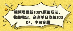 视频号最新100%原创玩法，收益稳定，亲测单日收益1000+，小白专属【揭秘】-稀缺资源库
