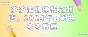 多多店铺挣钱之起店，2024年最新拼多多教程-稀缺资源库